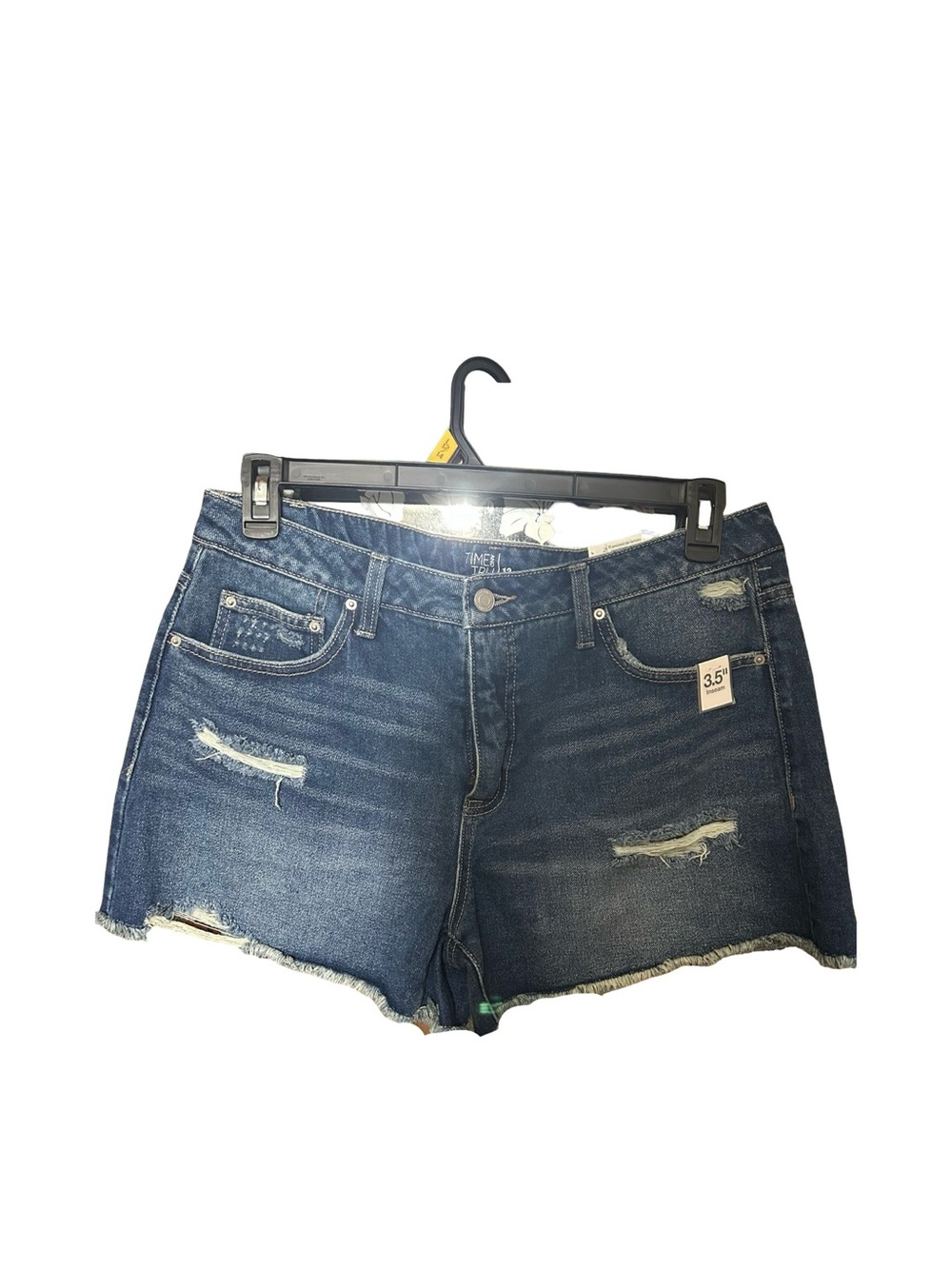 Distressed Dark Blue Denim Women’s Shorts - 3.5" Inseam
